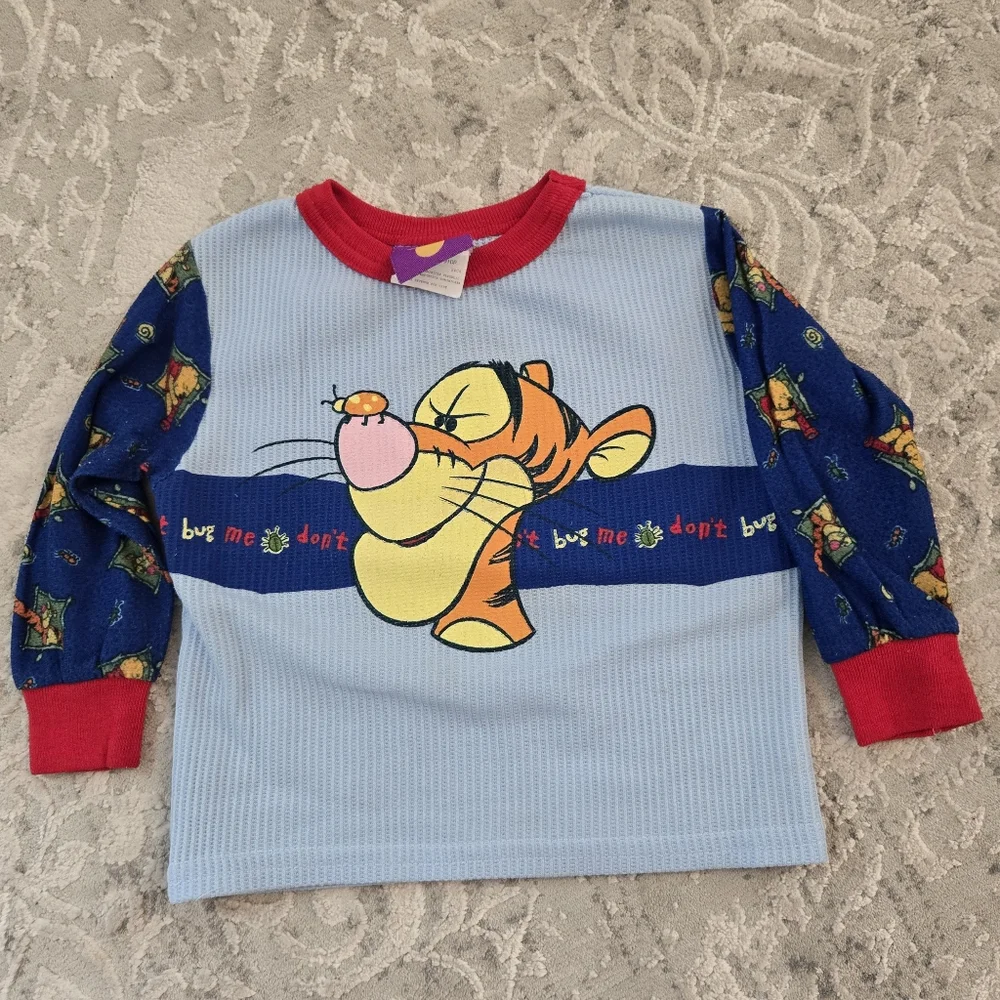 Vintage Y2k Winnie The Pooh Blue and Red Tigger Pajamas 2pc Set